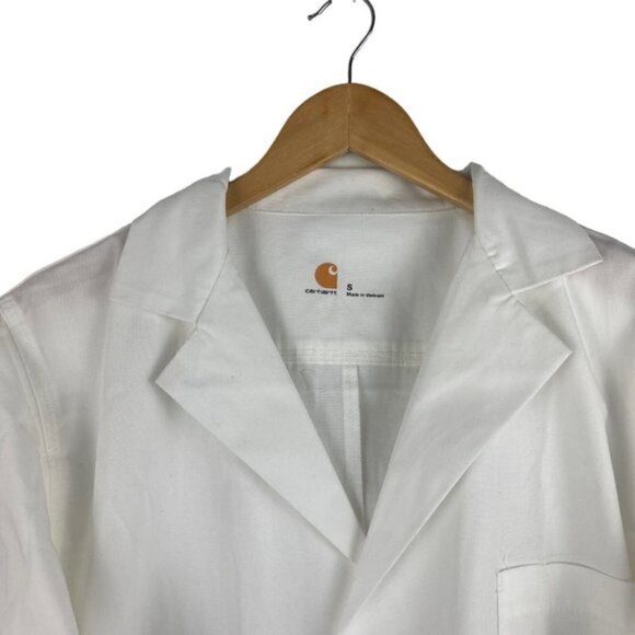 Carharrt Unisex White Logo Scrub Lab Coat Pockets Sanitized Actifresh US S - Picture 5 of 10